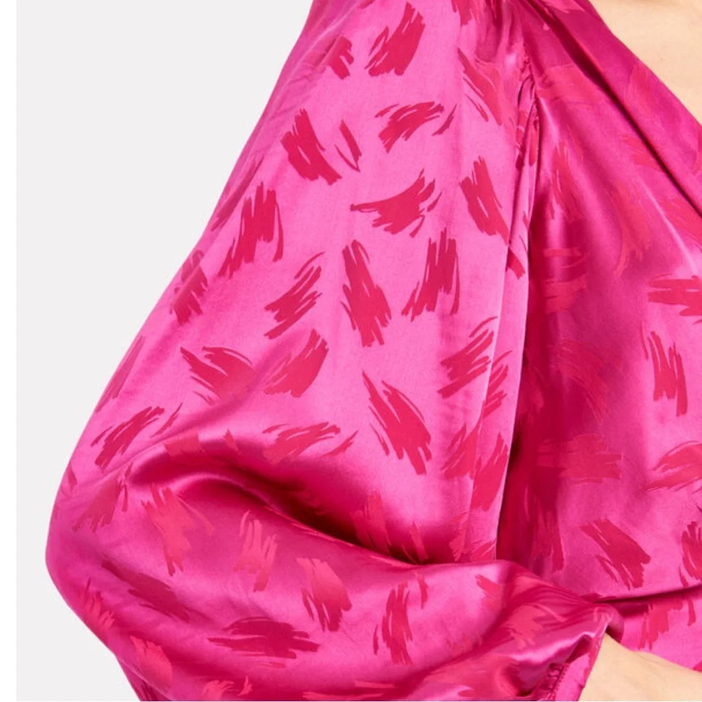 NWT Ronny Kobo Eugenia Jacquard Top Silk Blend Pink Size Small - Picture 15 of 16